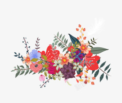 手绘五颜六色花朵装饰素材