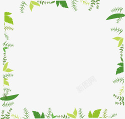 小清新绿色树叶装饰边框素材