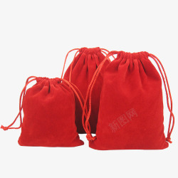 大红纯棉布料纯红色香囊炭包袋子高清图片