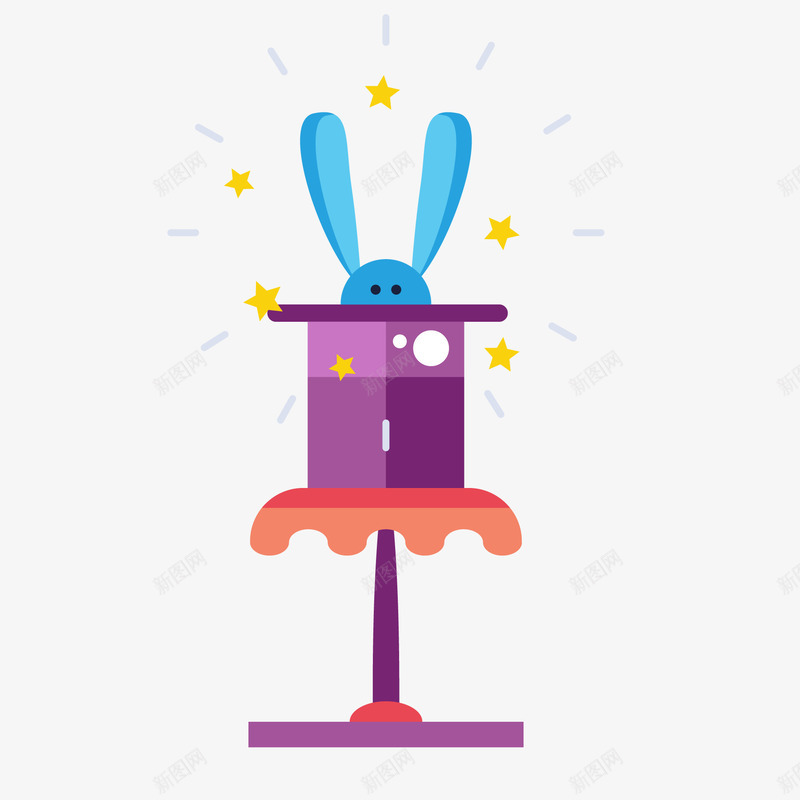 卡通魔术帽里的兔子矢量图ai免抠素材_88icon https://88icon.com 兔子 动物设计 演出 表演 马戏团 魔术帽 矢量图