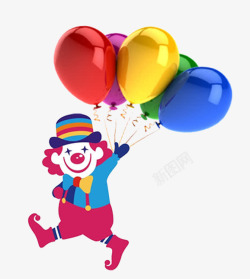 小丑PNG愚人节小丑气球颜色高清图片
