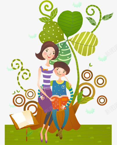 陪儿子看书插画png免抠素材_88icon https://88icon.com 书本 卡通 妈妈 手绘 插画 盆栽