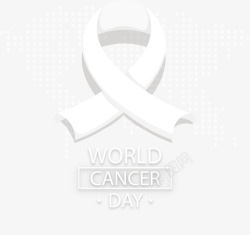 世界抗癌日白色丝带装饰图案矢量图素材