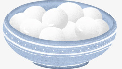 蓝色碗汤圆插画元素高清图片