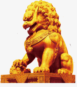 狮子石狮子金色石狮国庆节素材