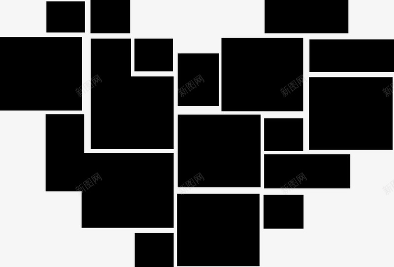 黑色个性方框拼接爱心png免抠素材_88icon https://88icon.com 个性 图形框框 拼接 方框 爱心 黑色