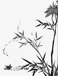 黑白竹子水墨竹林听雨高清图片