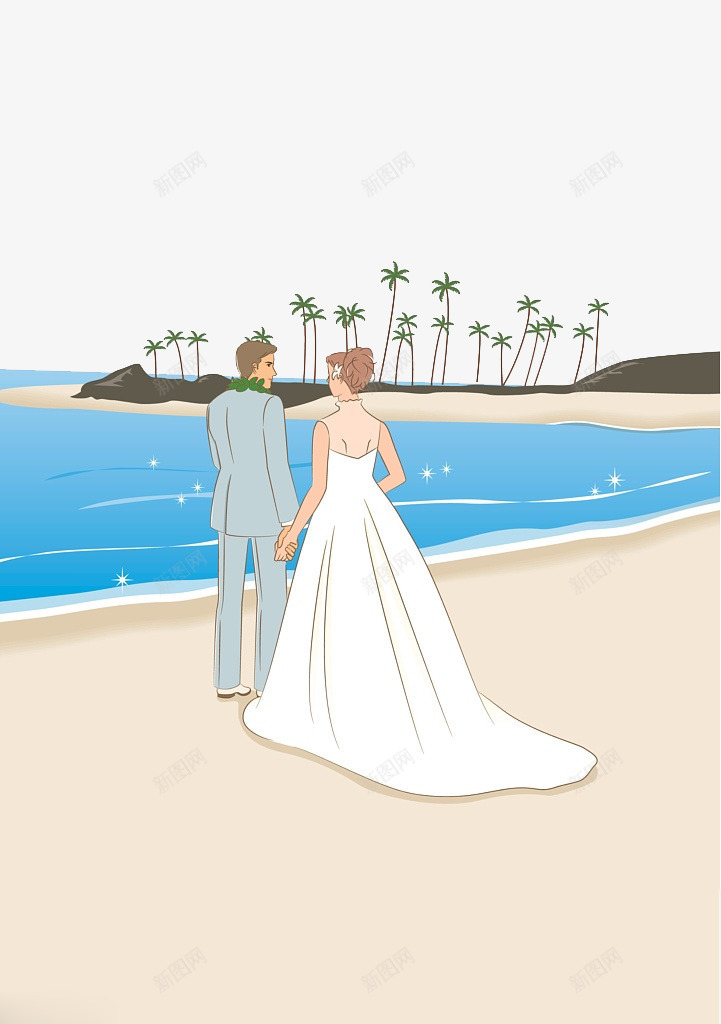 手绘婚礼海边的新人png免抠素材_88icon https://88icon.com 仪式 大海 婚礼 沙滩 海边的婚礼 结婚 集体婚礼