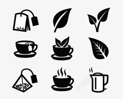 绿茶茶叶矢量插画茶杯icon图标高清图片