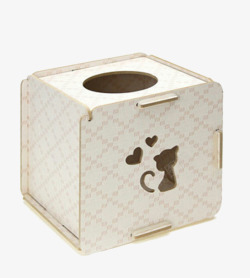 小猫白色纸巾盒素材