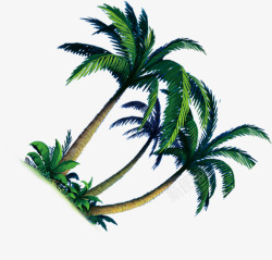 沙滩海报椰子树卡通素材