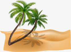沙滩椰子树植物海滩矢量图素材