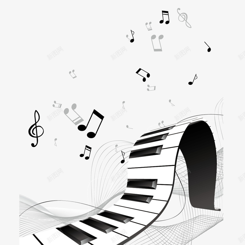 钢琴和音符png免抠素材_88icon https://88icon.com 二分音符 八分音符 曲线 波浪线 钢琴 音乐 音效曲线 音符 音符花边 飞扬的音符