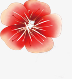春天红色手绘缤纷花朵素材