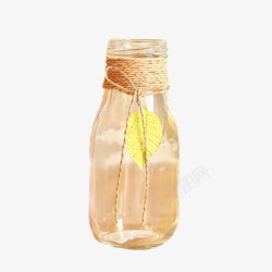 透明金色叶子软塞心愿瓶素材