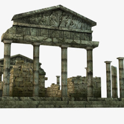 希腊罗马神庙柱子庭院石头希腊神庙高清图片
