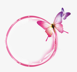 粉色透明气泡蝴蝶效果元素素材