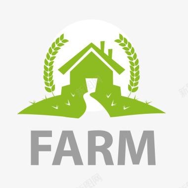 卡通秋天农场卡通扁平化农场房子logo图标图标
