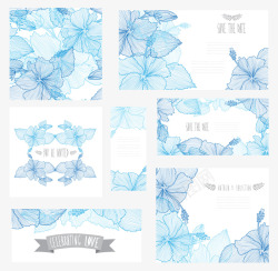 手抱花朵唯美蓝色花朵底纹卡片高清图片