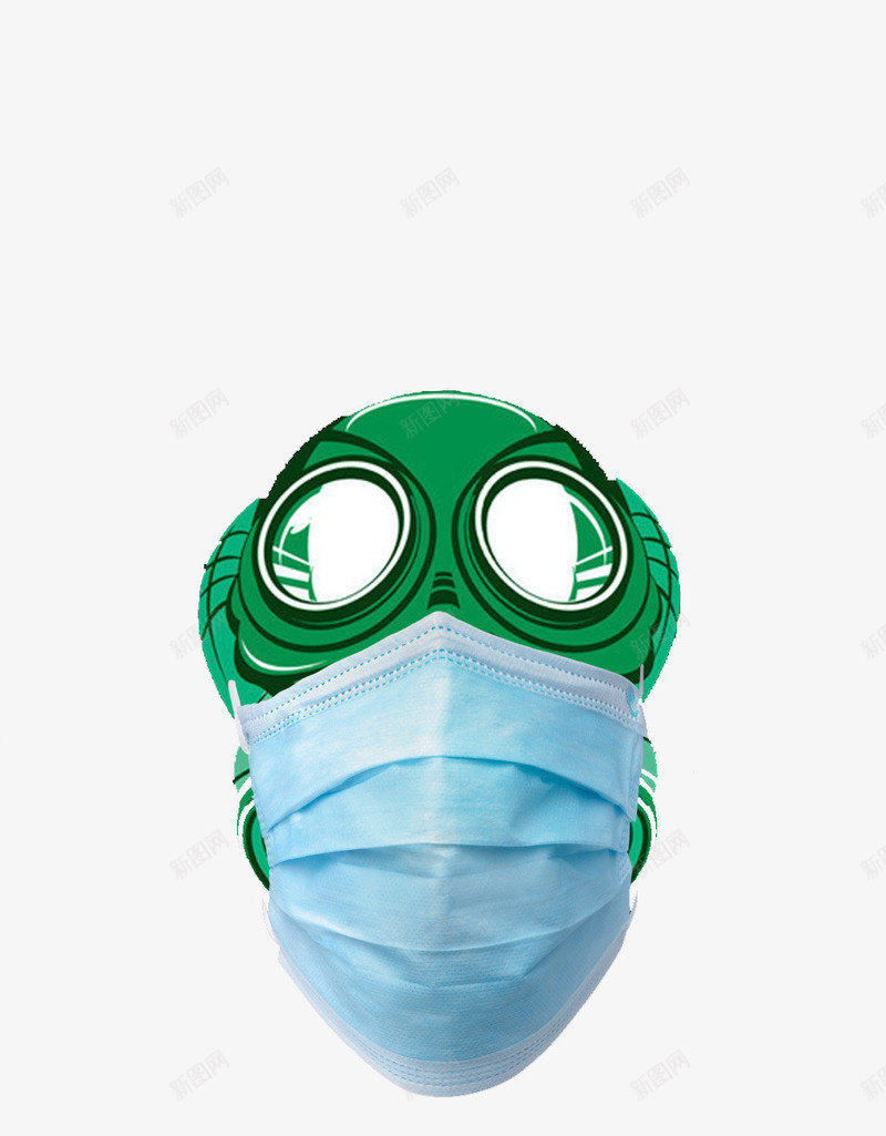 卡通面具png免抠素材_88icon https://88icon.com 一次性口罩 医用用品 绿色面具 试验化学用品 防毒面罩