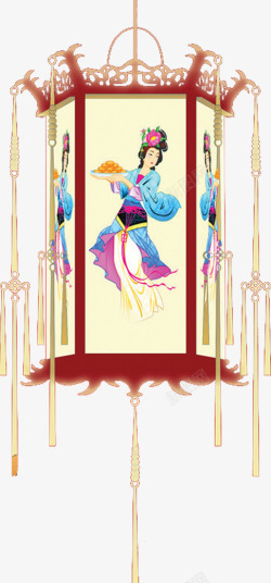 中秋节手绘古典灯笼素材