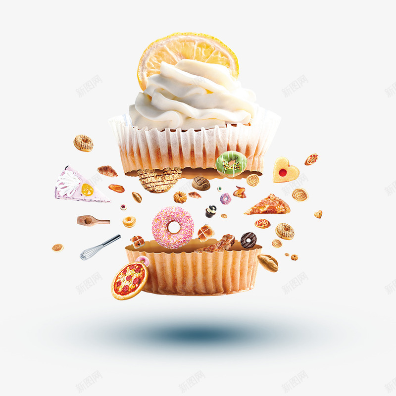 飞溅甜点蛋糕png免抠素材_88icon https://88icon.com 打蛋器 披萨 柠檬 甜甜圈 雪糕 零食 面包 饼干