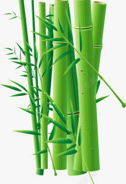 绿色竹子毛笔字卡通素材