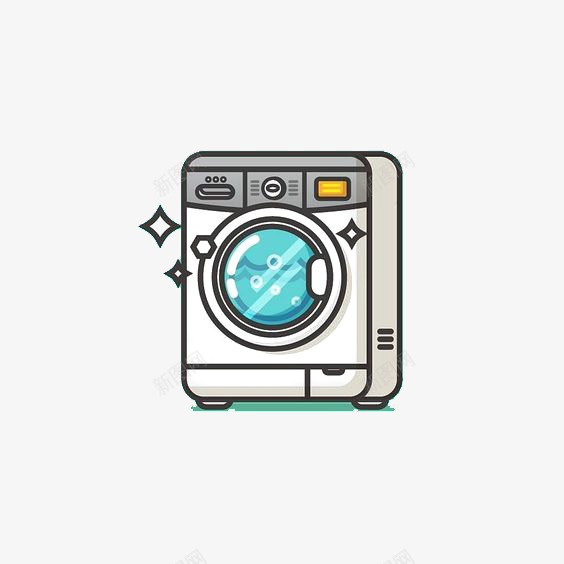 卡通洗衣机png免抠素材_88icon https://88icon.com 全自动洗衣机 家用工具 扁平化 滚筒洗衣机 白色洗衣机