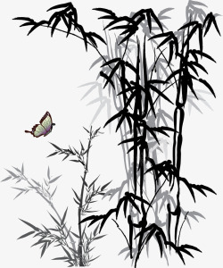 中国风蝴蝶图片竹子矢量图高清图片