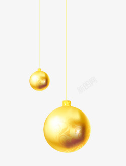 金色圆背景圣诞节铃铛挂饰高清图片