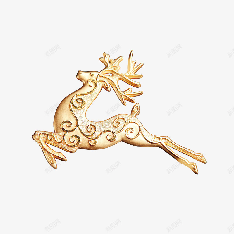 金色圣诞节麋鹿png免抠素材_88icon https://88icon.com 光泽 商务 奔跑 弯曲 纹理 质感 跳跃 金色