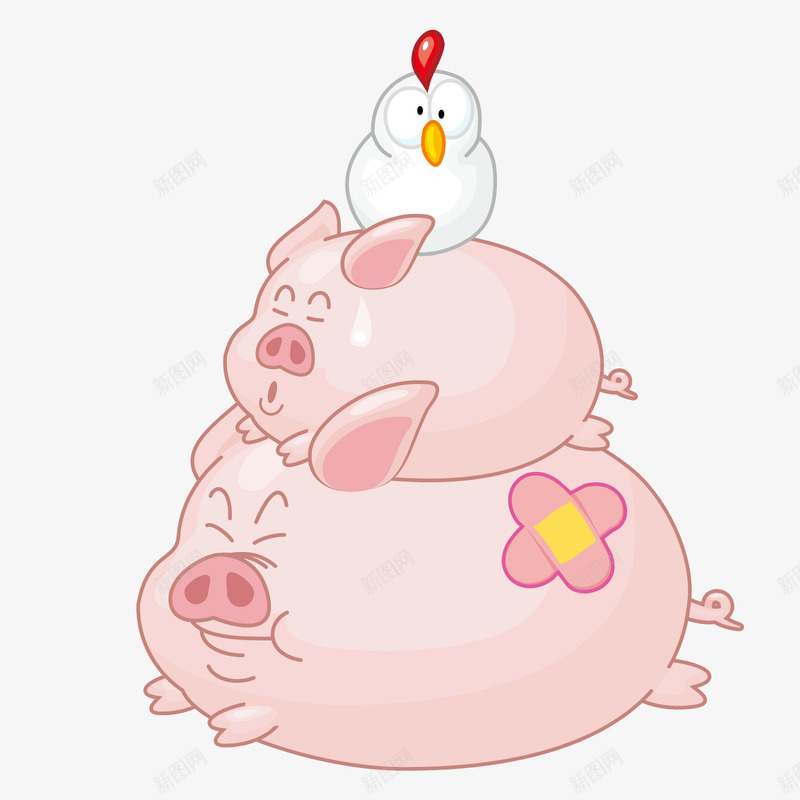 母猪与小鸡png免抠素材_88icon https://88icon.com 卡通 小鸡 母猪