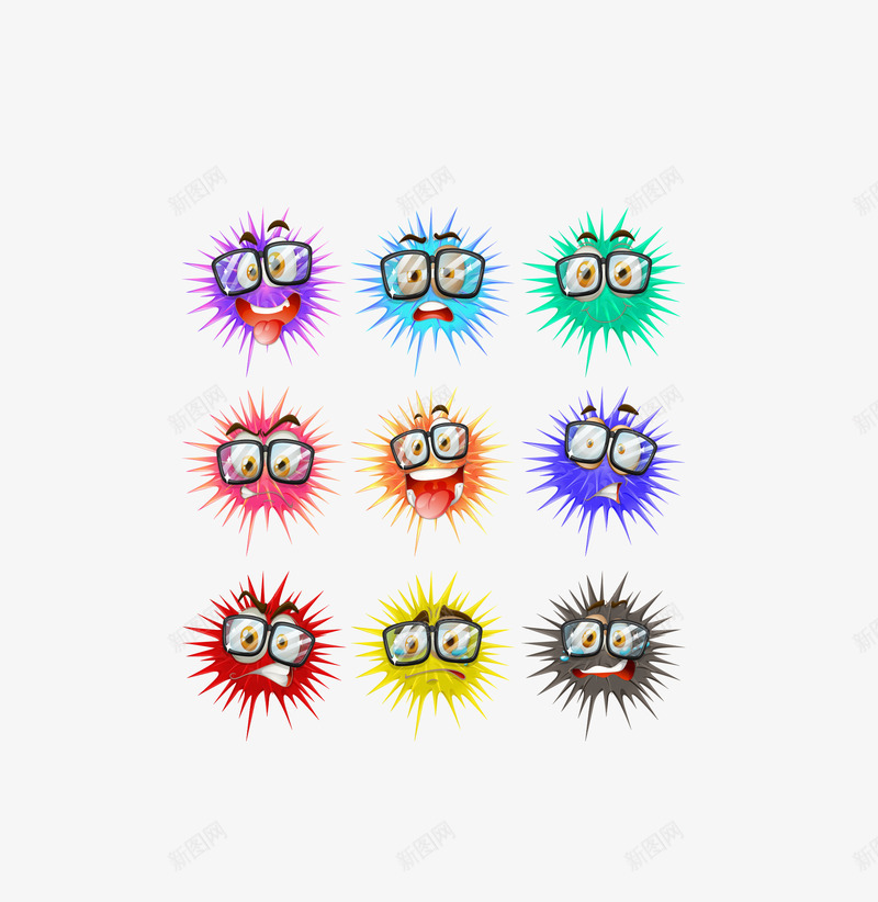 彩色创意细菌球表情包png免抠素材_88icon https://88icon.com 创意细菌球 彩色细菌球 矢量细菌球 表情包
