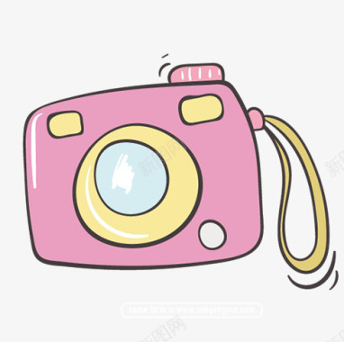 早餐摄影图手绘卡通可爱粉色相机图标图标