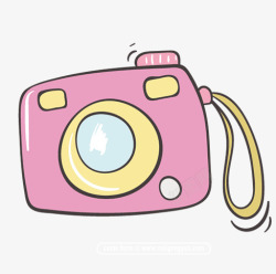 相机镜头手绘卡通可爱粉色相机图标高清图片