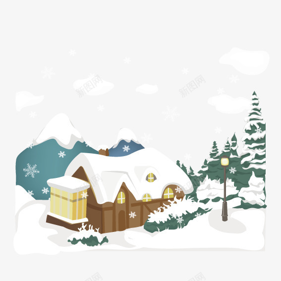 雪地路灯png免抠素材_88icon https://88icon.com 路灯 雪地 雪景