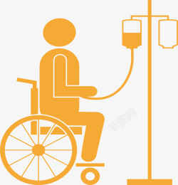 吊瓶轮椅卡通图坐轮椅挂吊瓶高清图片