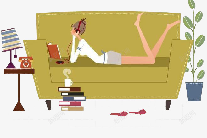 手绘躺在沙发上的美女png免抠素材_88icon https://88icon.com 书本 卡通 可爱 台灯 悠闲 手绘 沙发 美女 躺在沙发上