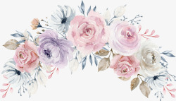 肉粉色叶子手绘小清新花朵花环图高清图片