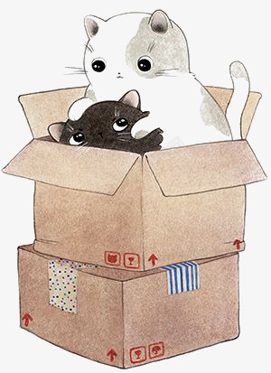 流浪猫png免抠素材_88icon https://88icon.com 卡通猫咪 流浪猫 纸盒子
