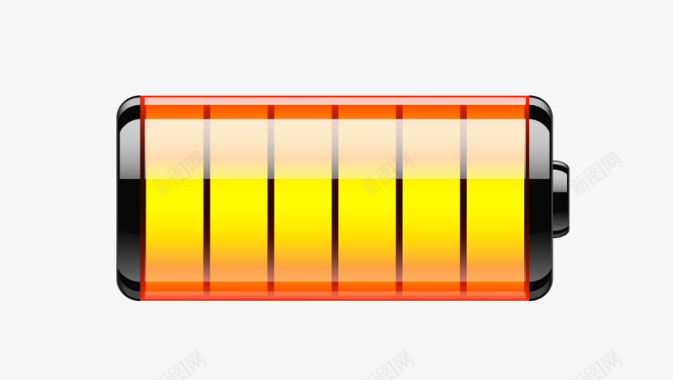 斜条图案卡通手绘黄色电池电量图标图标