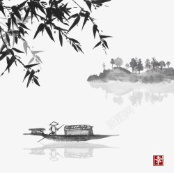 日本传统文化水墨山水竹子高清图片