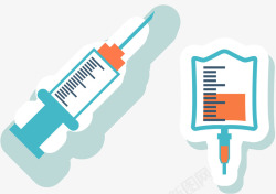 生病图标装饰注射器输液袋矢量图图标高清图片