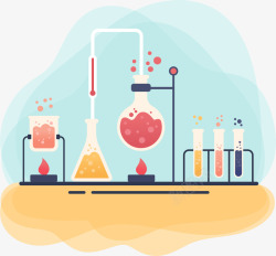 化学烧杯手绘化学实验插画矢量图高清图片