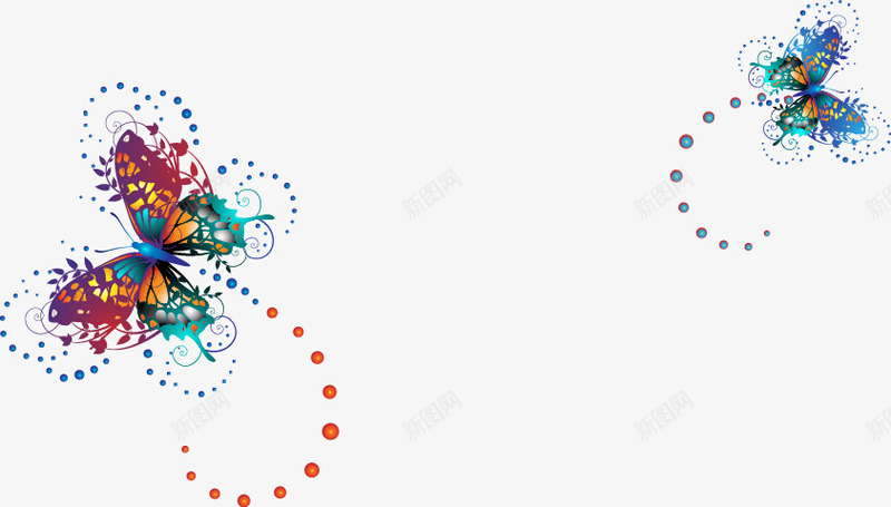 卡通五彩蝴蝶矢量图ai免抠素材_88icon https://88icon.com 五彩 卡通 蝴蝶 矢量图