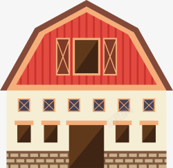 红屋顶农场矢量图素材