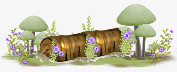 乡村风情png免抠素材_88icon https://88icon.com 好看 手绘 素材 绿树