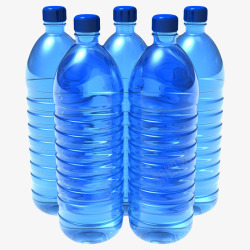 蓝色解渴螺纹塑料瓶饮用水实物素材