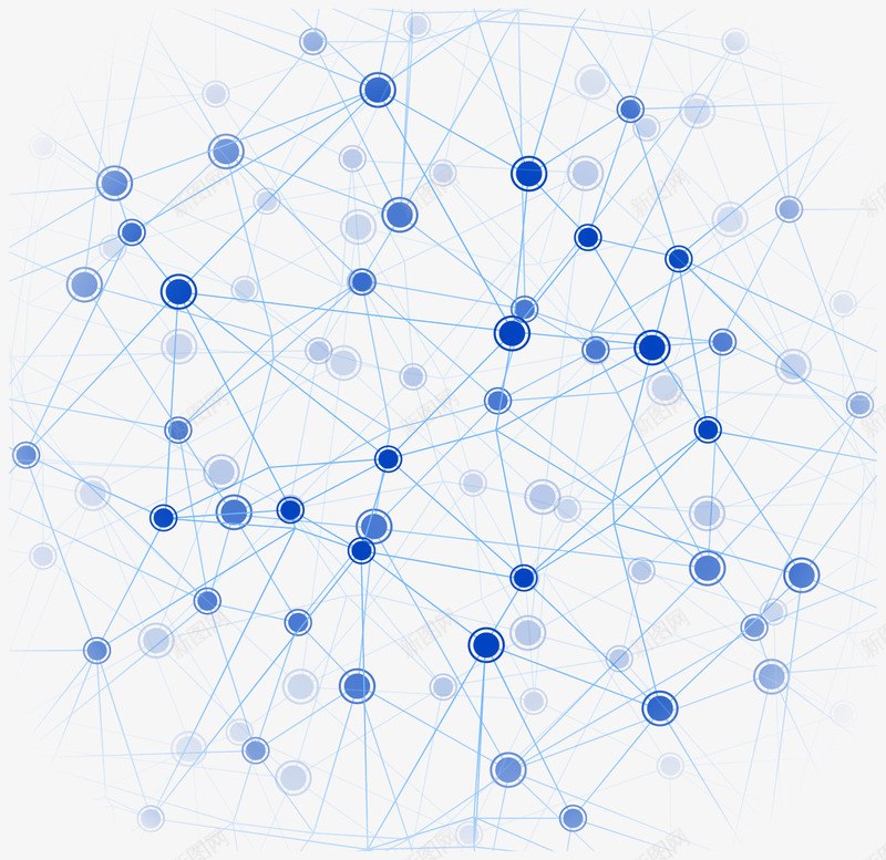 蓝色互联网节点png免抠素材_88icon https://88icon.com 互联网 矢量素材 科技 网状结构 网络结构