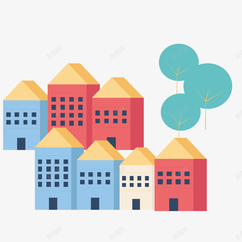 扁平化小房子矢量图ai免抠素材_88icon https://88icon.com 卡通建筑 小房子 建筑 建筑物 房屋 扁平化 矢量图